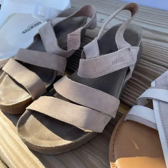 Naot Kayla Sandals Tan Suede Leather Cork Footbed Womens Size 7 / 37 - Picture 9 of 9